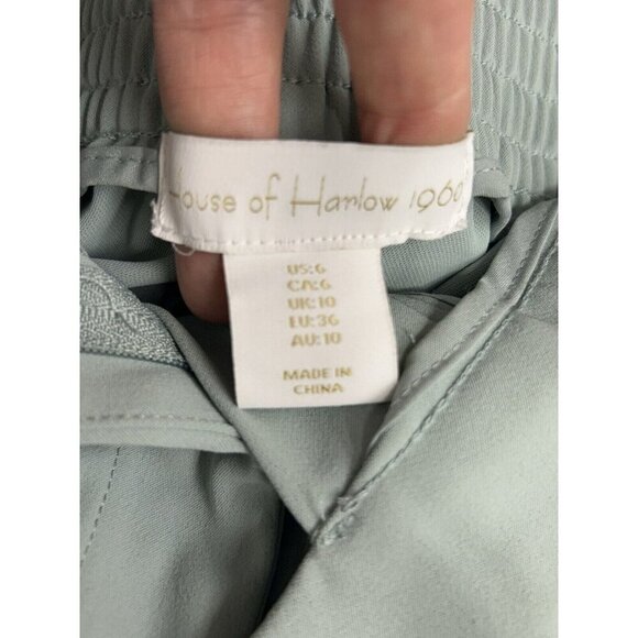 HOUSE OF HARLOW 1960 X REVOLVE High Rise Wide Leg Pleated Trousers Sz 6 Seafoam - Picture 10 of 11